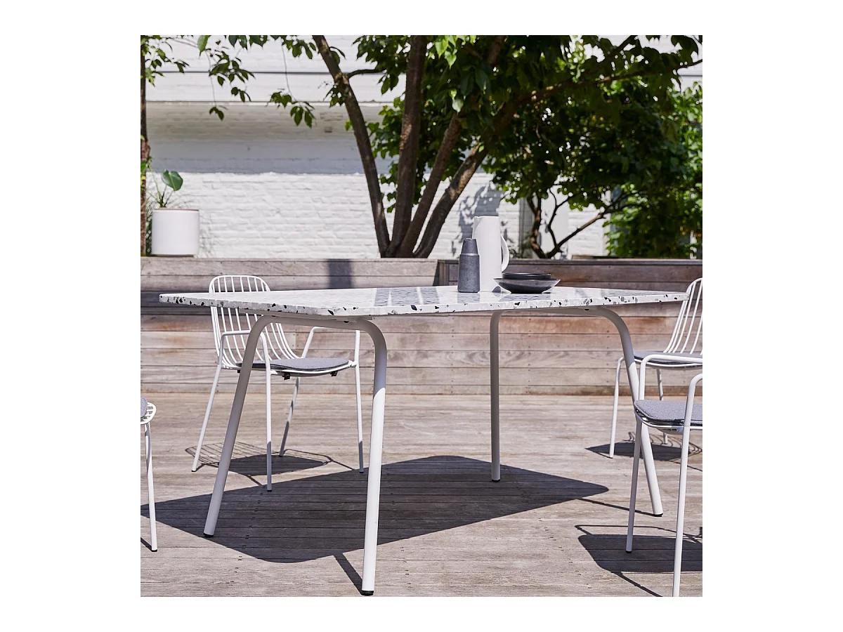 Rechteckiger Gartentisch Premium-Terrazzo und Metall 160 Elio weiß