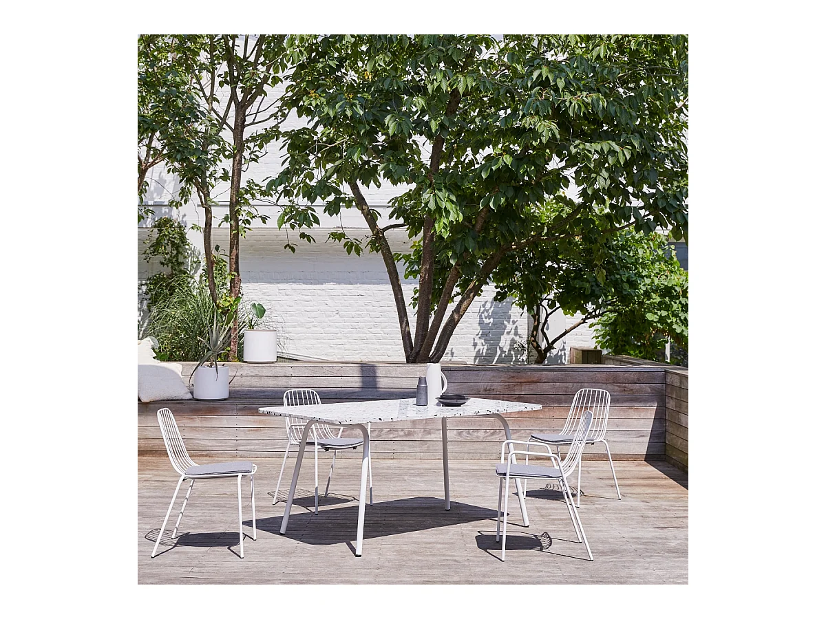 Rechteckiger Gartentisch Premium-Terrazzo und Metall 160 Elio weiß