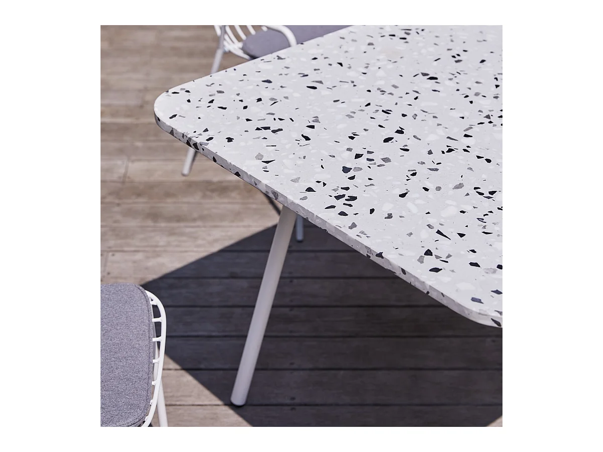 Rechteckiger Gartentisch Premium-Terrazzo und Metall 160 Elio weiß