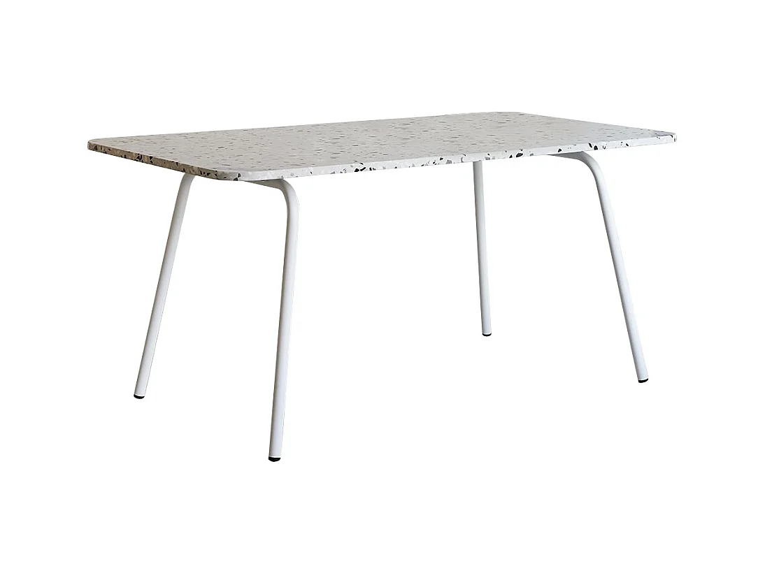 Rechteckiger Gartentisch Premium-Terrazzo und Metall 160 Elio weiß