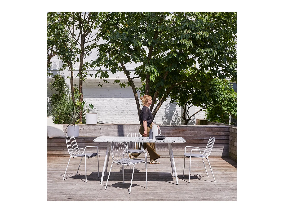 Rechteckiger Gartentisch Premium-Terrazzo und Metall 160 Elio weiß