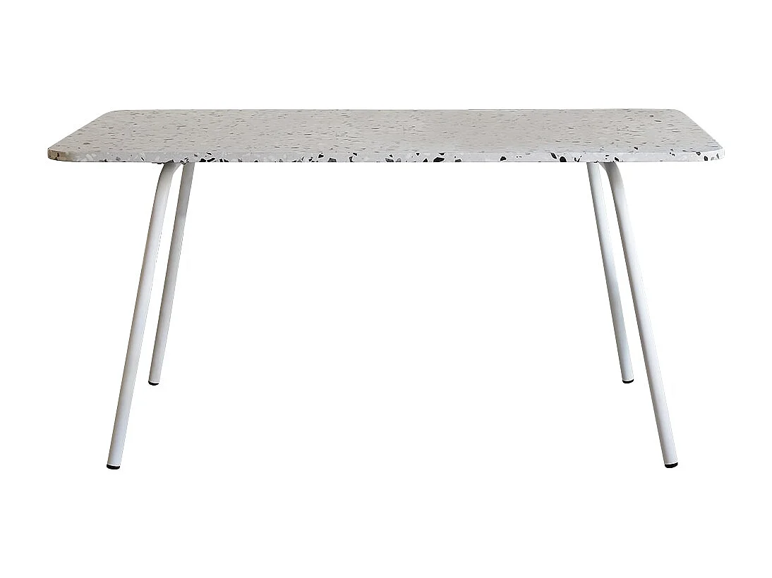 Rechteckiger Gartentisch Premium-Terrazzo und Metall 160 Elio weiß
