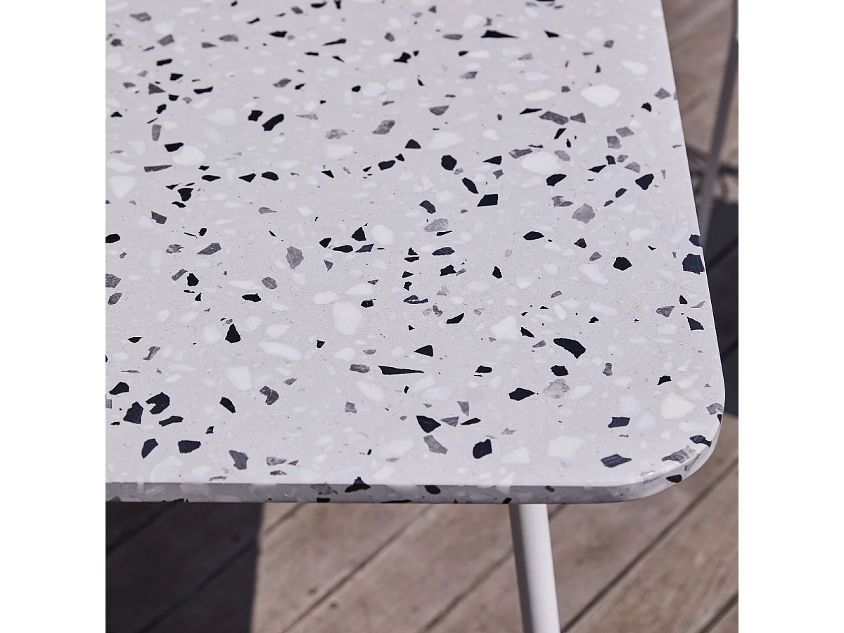 Rechteckiger Gartentisch Premium-Terrazzo und Metall 160 Elio weiß