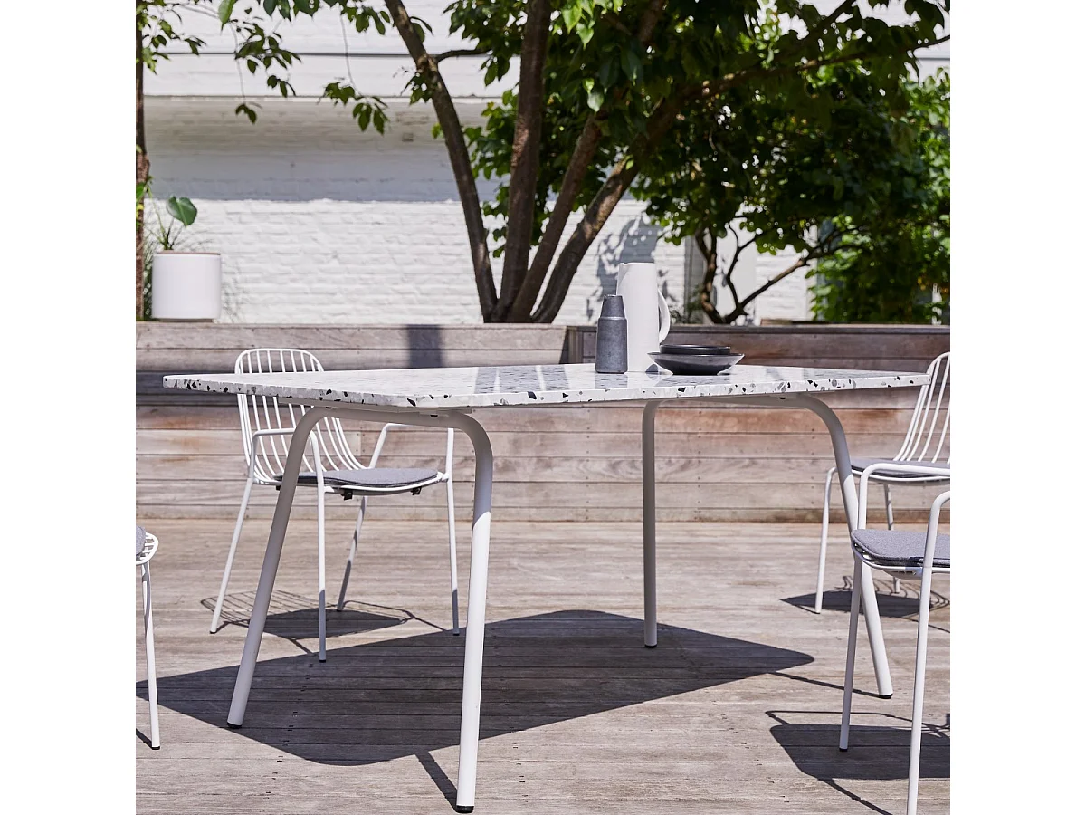 Rechteckiger Gartentisch Premium-Terrazzo und Metall 160 Elio weiß