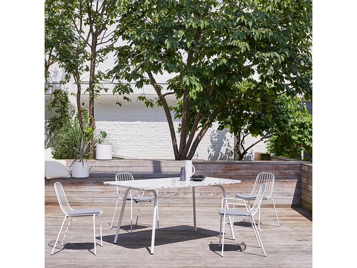 Rechteckiger Gartentisch Premium-Terrazzo und Metall 160 Elio weiß