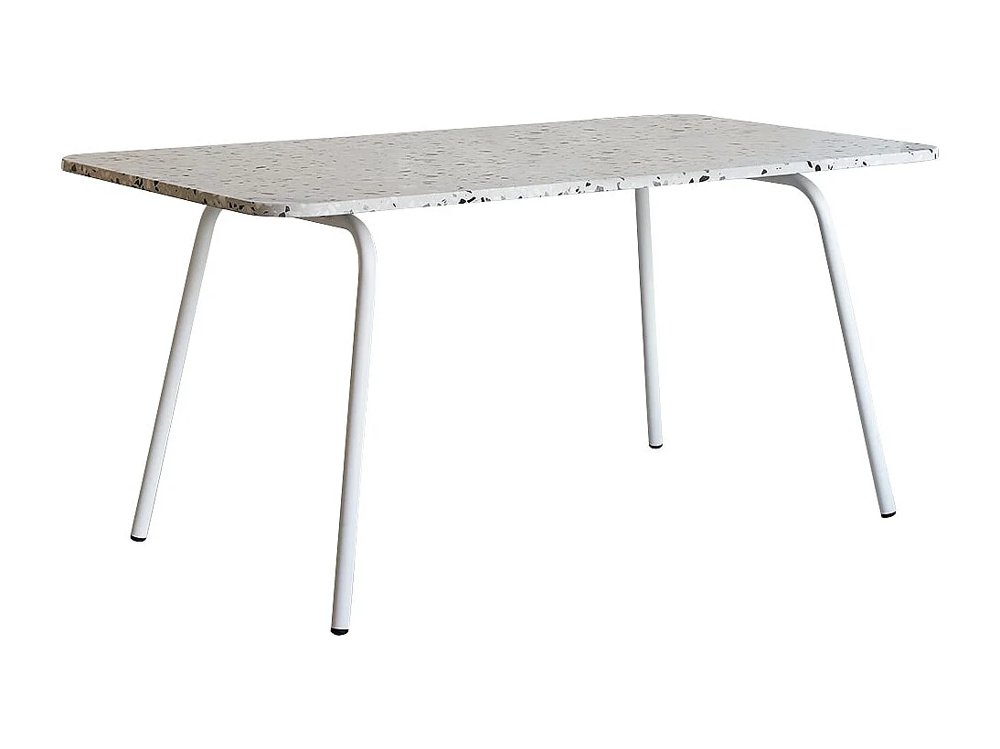 Rechteckiger Gartentisch Premium-Terrazzo und Metall 160 Elio weiß