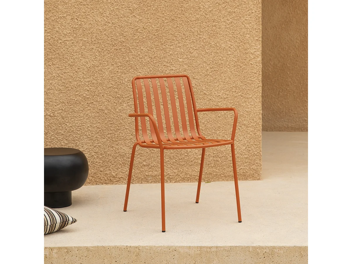 Outdoor Lehnstuhl aus lackiertem Metall Gaby Orange