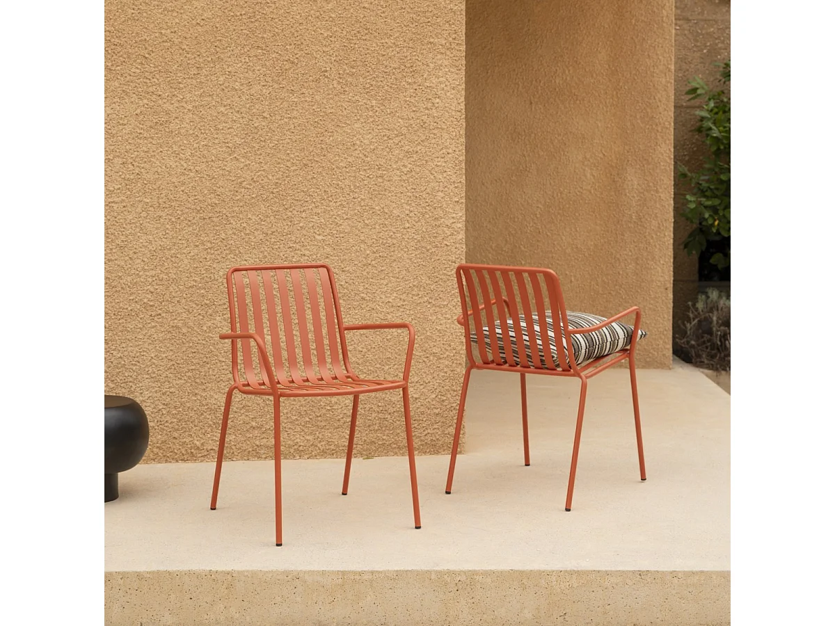 Outdoor Lehnstuhl aus lackiertem Metall Gaby Orange