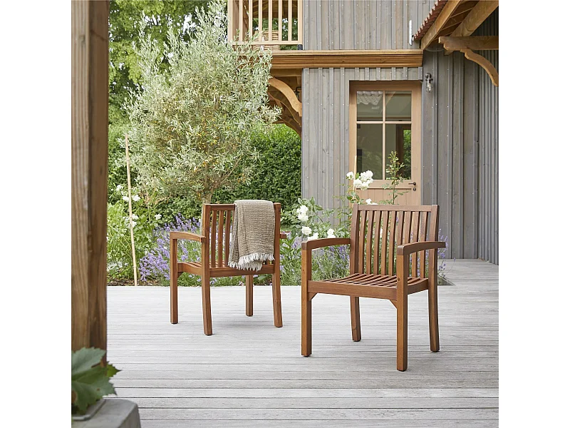 2er-Set Outdoor-Sessel Pilar aus Akazienholz