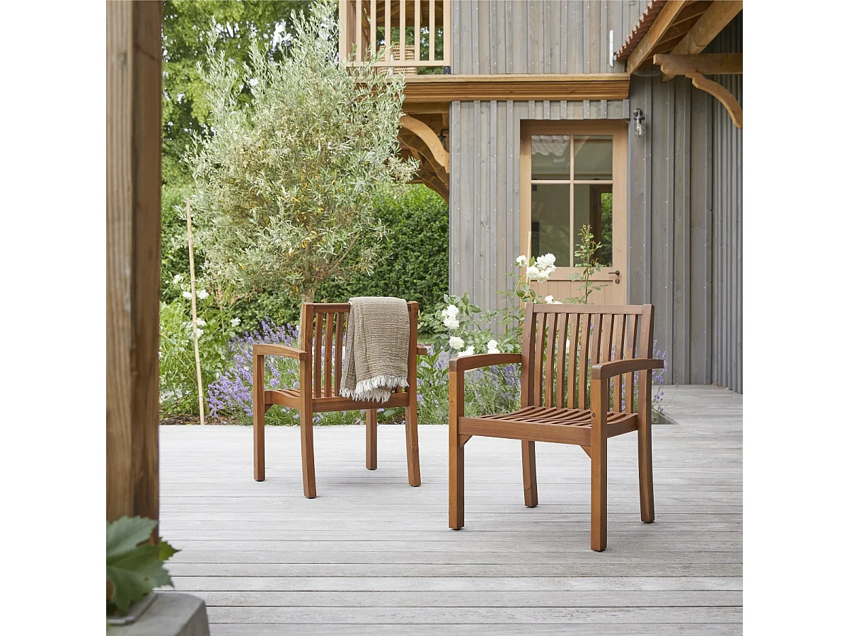2er-Set Outdoor-Sessel Pilar aus Akazienholz