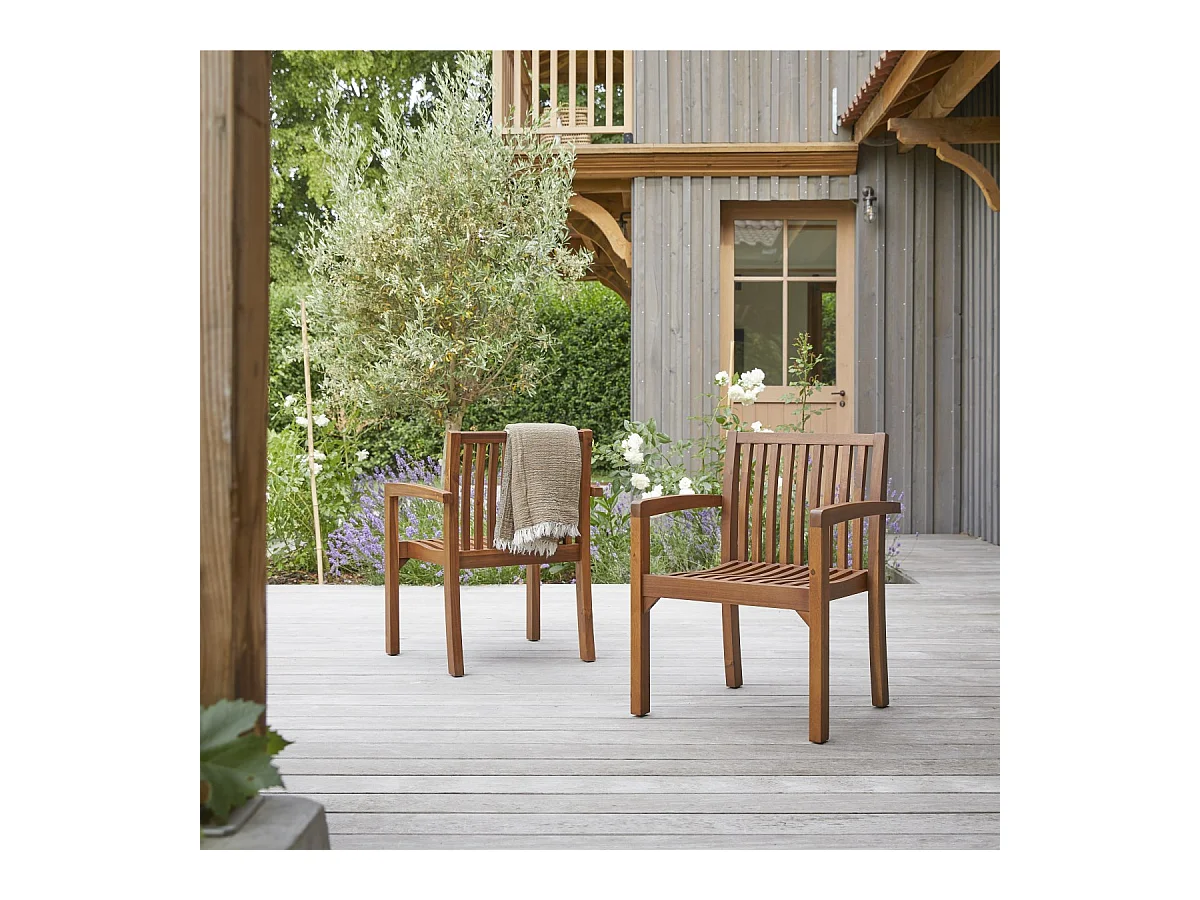 2er-Set Outdoor-Sessel Pilar aus Akazienholz