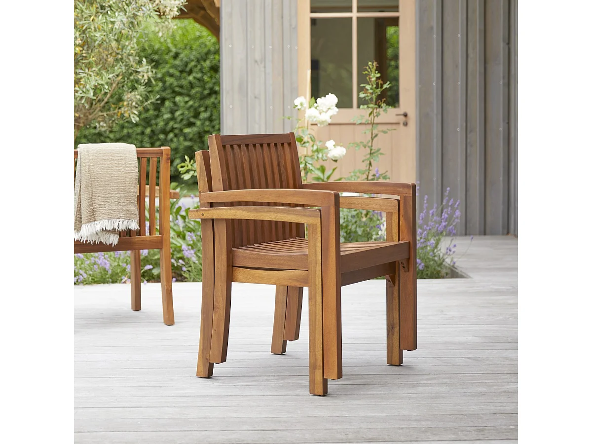 2er-Set Outdoor-Sessel Pilar aus Akazienholz