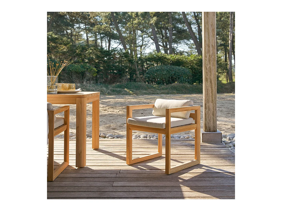 Chaise de jardin en bois de teck massif Noah