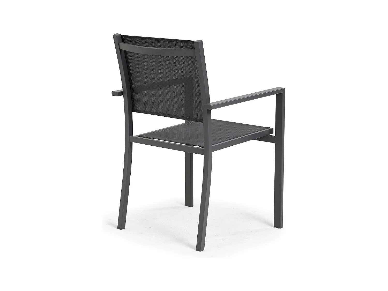 Ensemble table de jardin en aluminium effet bois et 8 fauteuils noirs - Tivoli