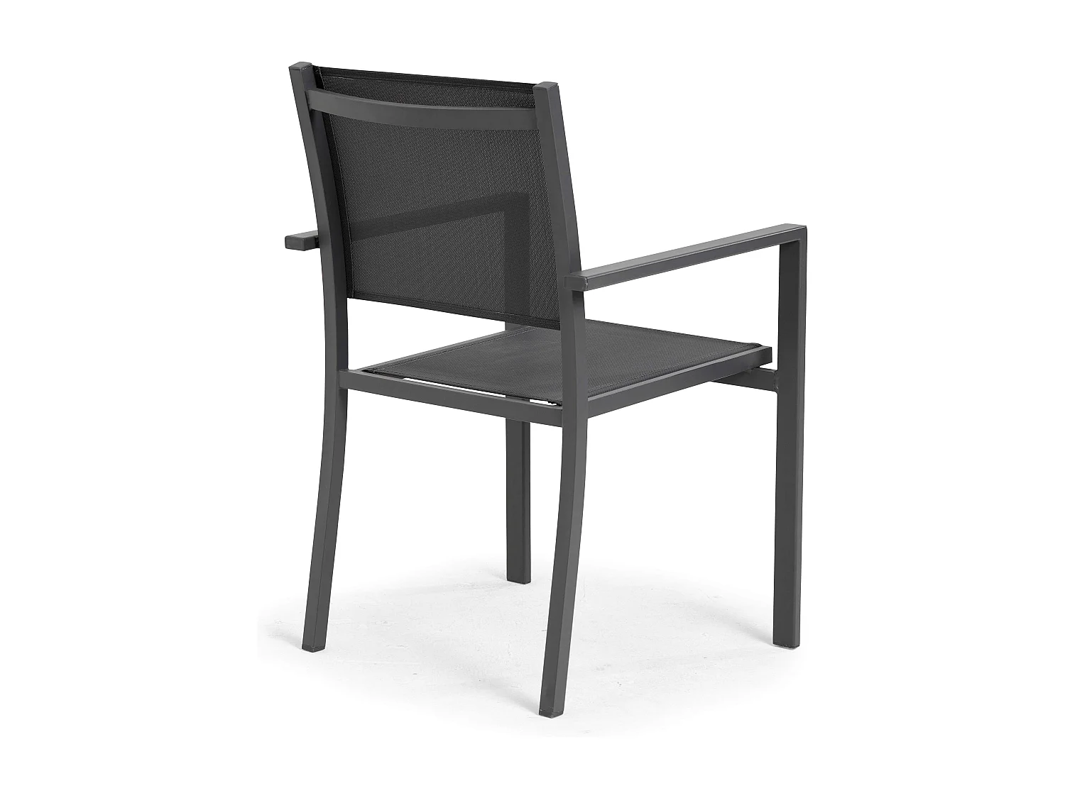 Ensemble table de jardin en aluminium effet bois et 8 fauteuils noirs - Tivoli