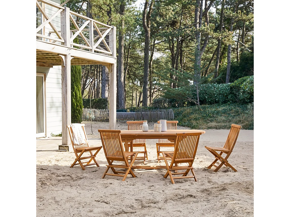 Ovale Outdoor Sitzgruppe aus Akazienholz Capri 6