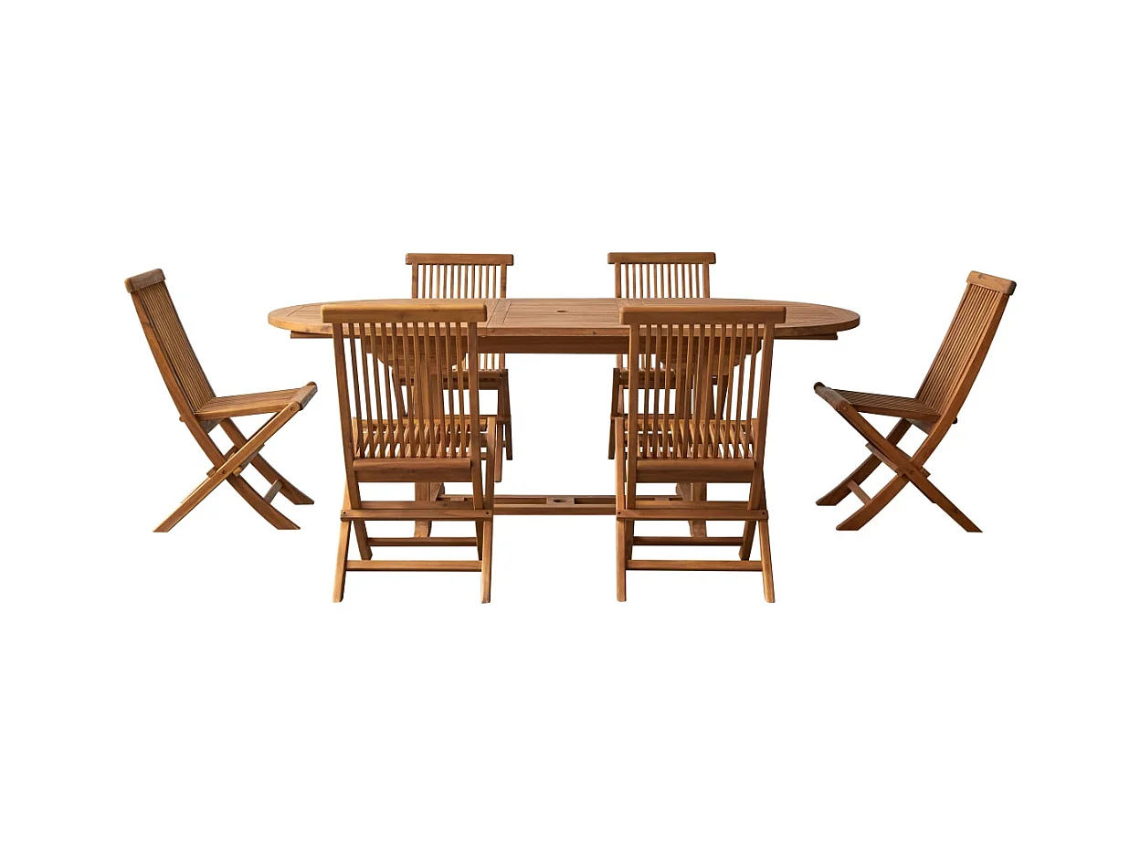 Ovale Outdoor Sitzgruppe aus Akazienholz Capri 6