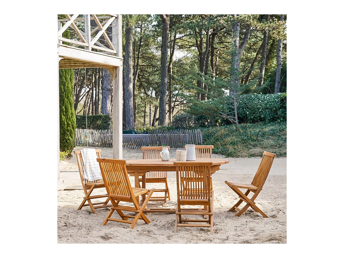 Ovale Outdoor Sitzgruppe aus Akazienholz Capri 6