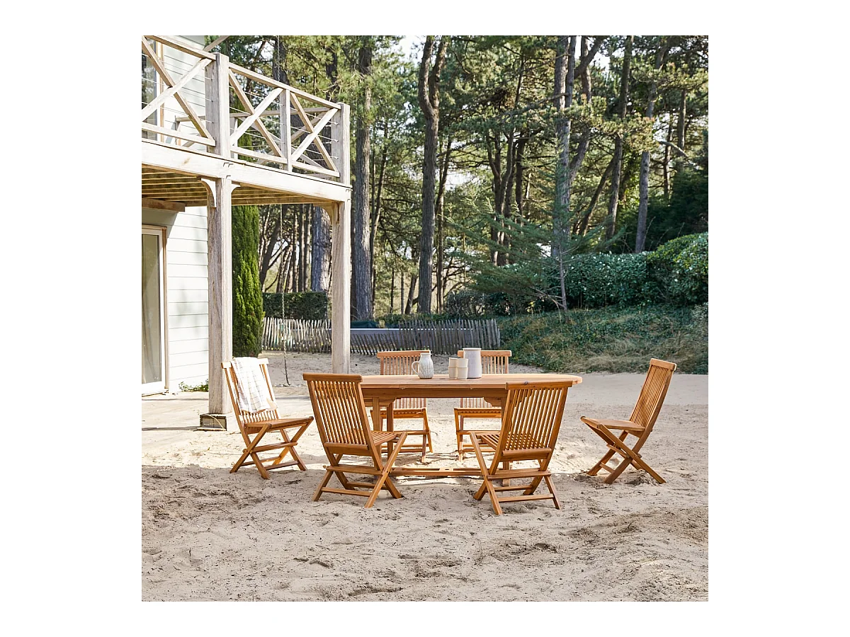 Set di mobili da esterno ovale in legno di acacia Capri 6