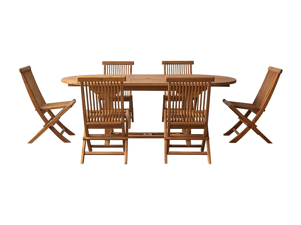 Ensemble d'extérieur ovale en bois d'acacia Capri 6