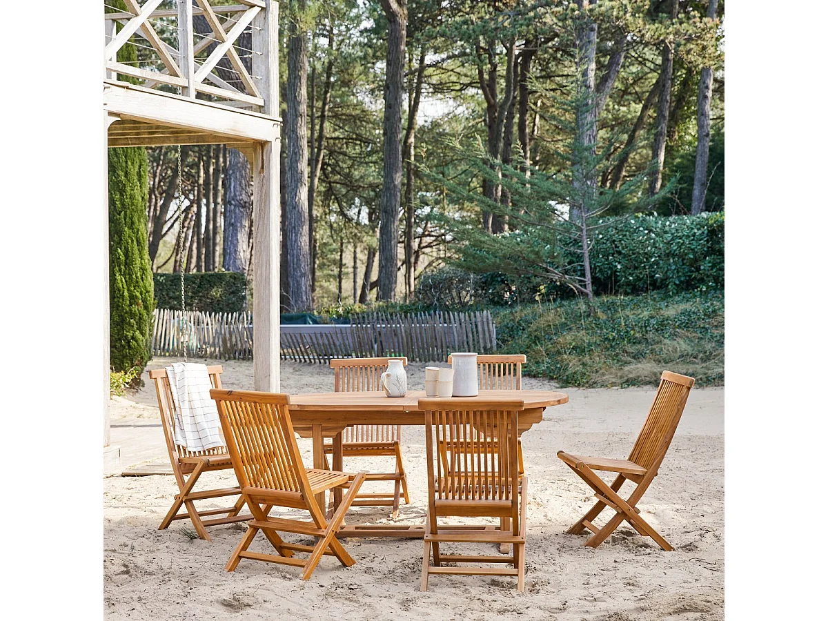 Ensemble d'extérieur ovale en bois d'acacia Capri 6