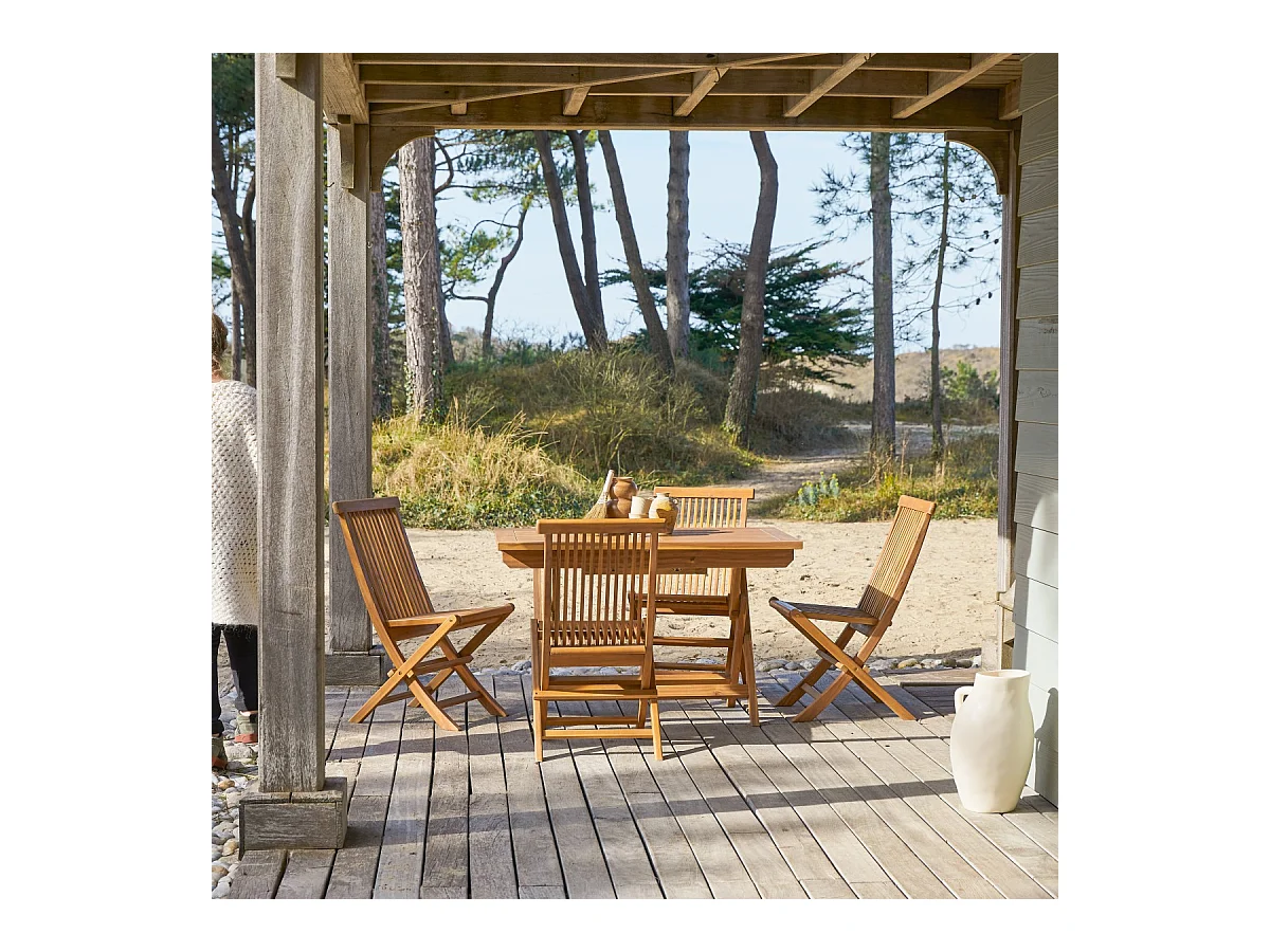 Salotto da giardino in legno di acacia 120 Capri 4 sedie