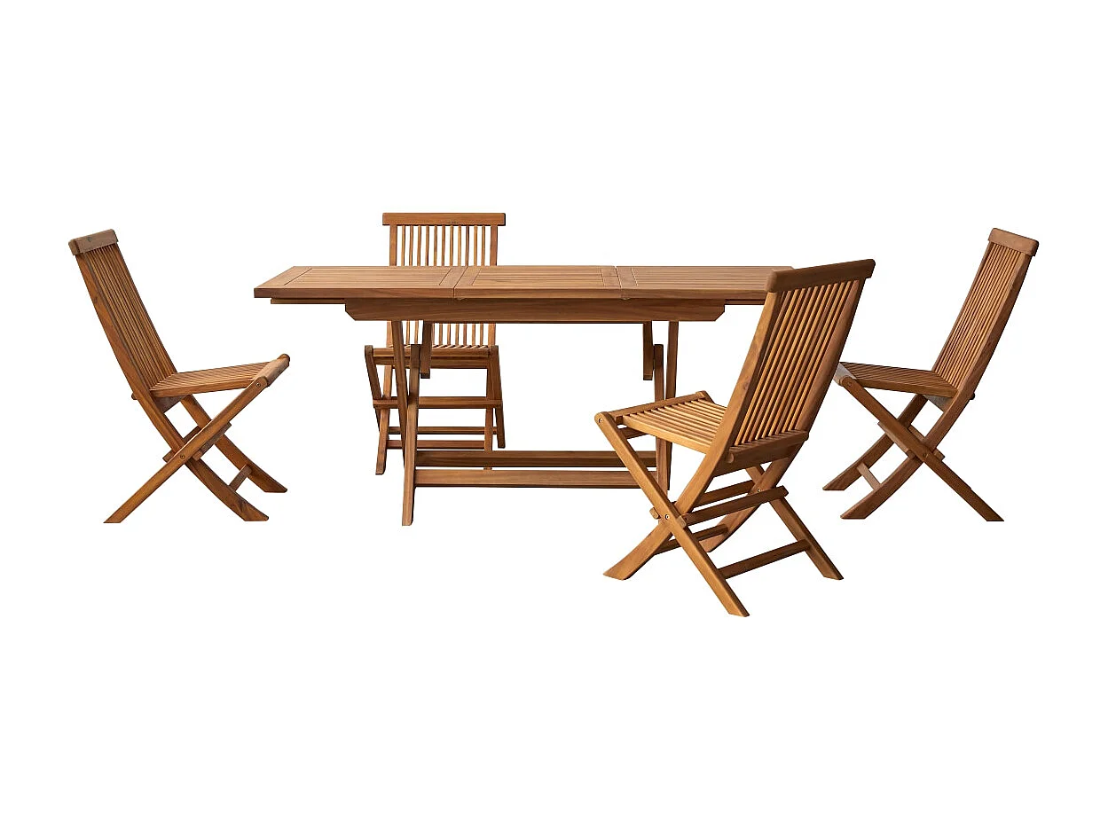 Salon de jardin en bois d'acacia 120 Capri 4 chaises