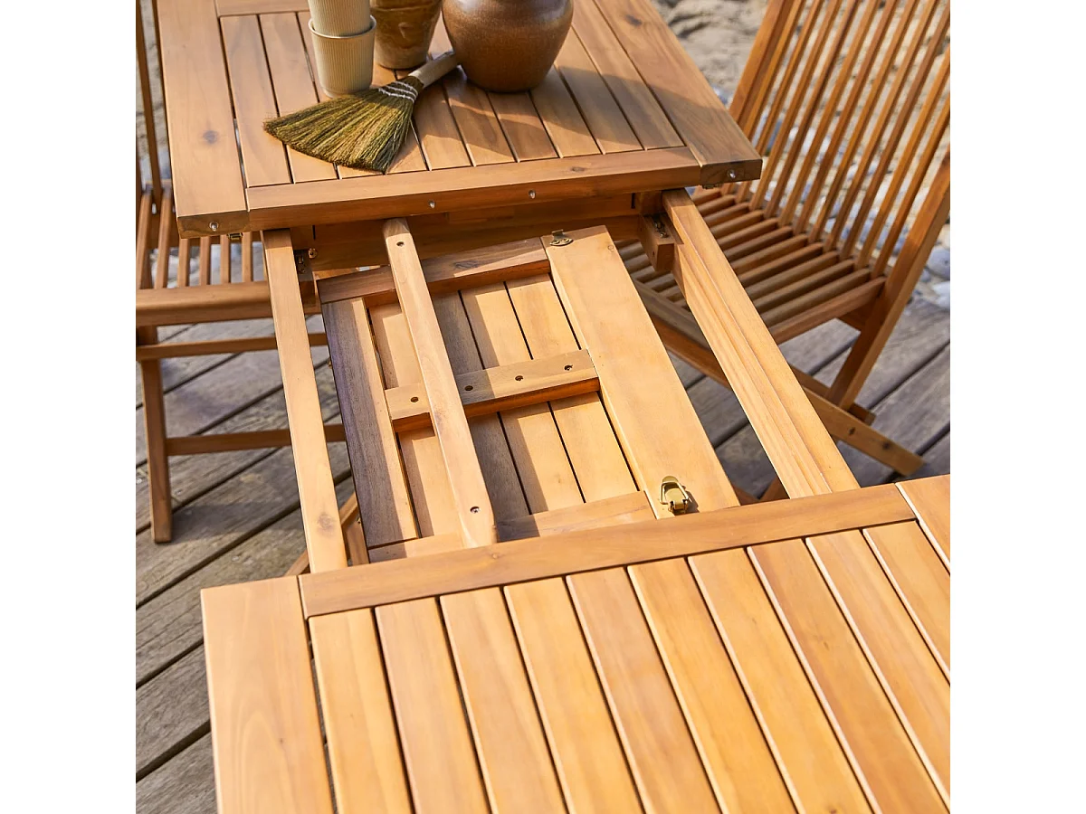 Salon de jardin en bois d'acacia 120 Capri 4 chaises