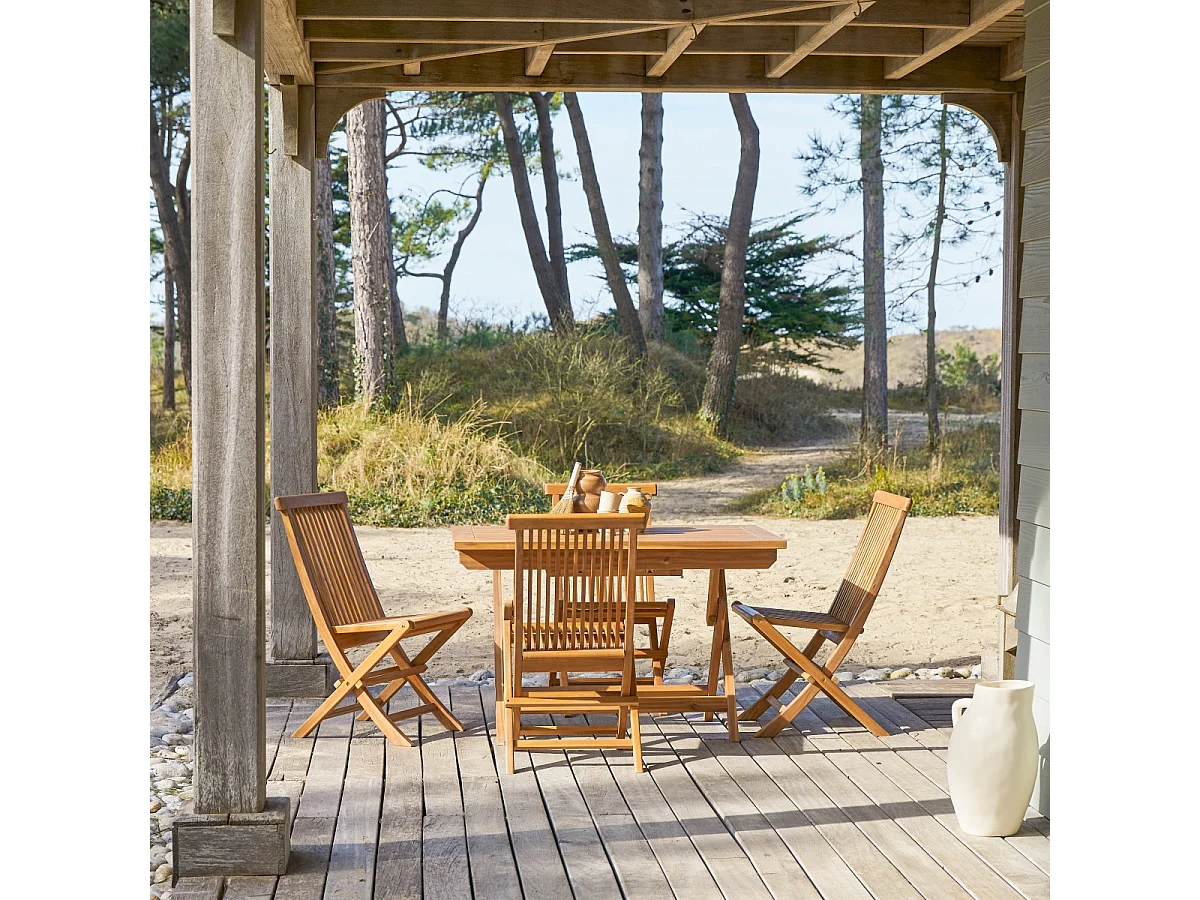 Salon de jardin en bois d'acacia 120 Capri 4 chaises
