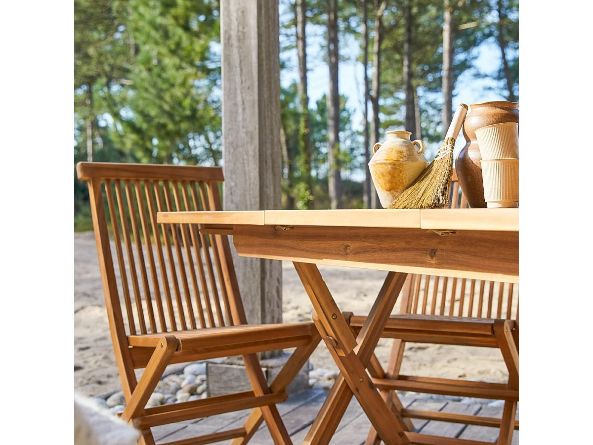 Salon de jardin en bois d'acacia 120 Capri 4 chaises