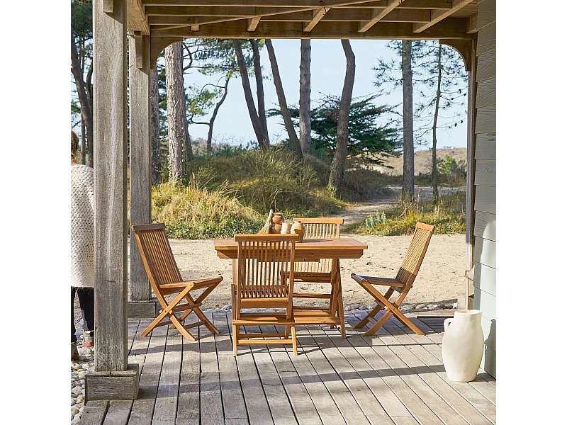 Salotto da giardino in legno di acacia 120 Capri 4 sedie