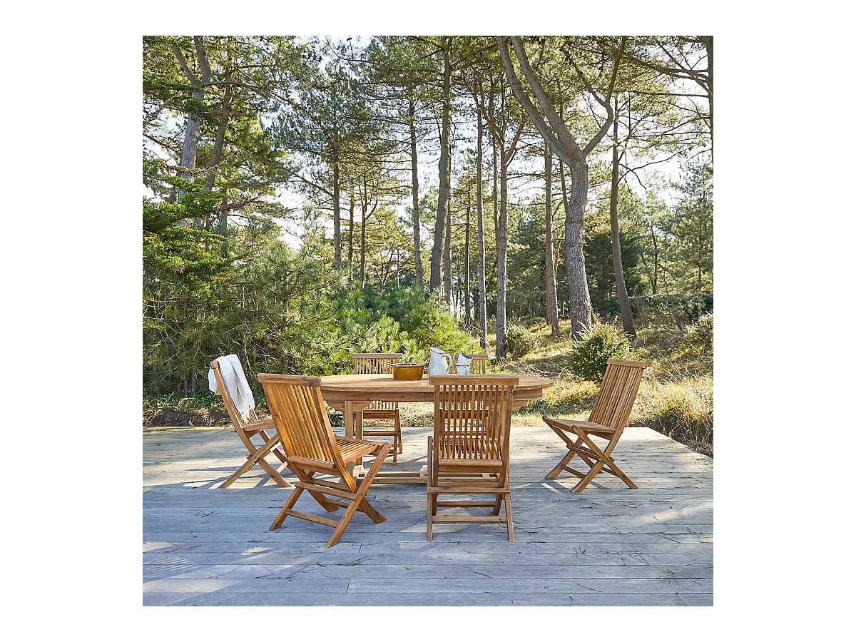 Salotto da giardino in legno di acacia 180 Capri 6 sedie