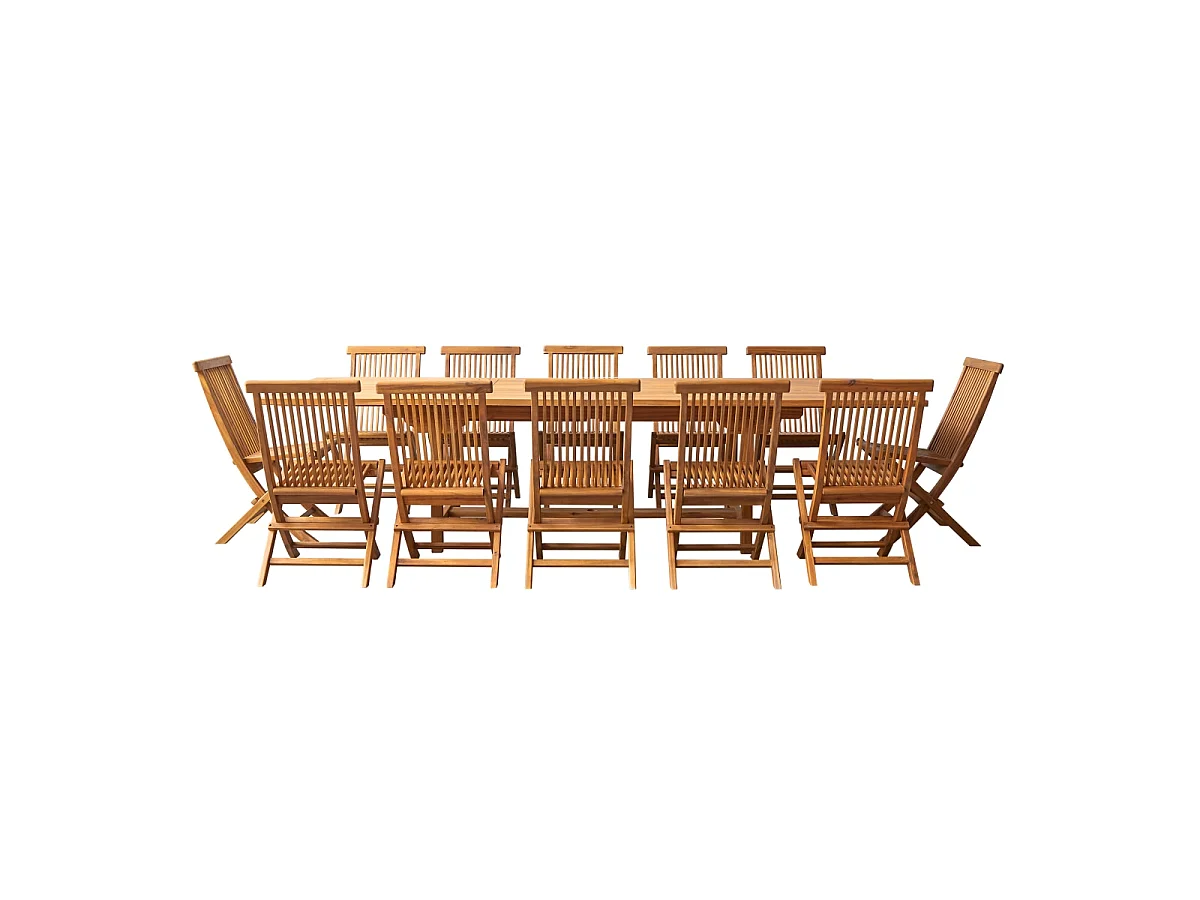 Set di mobili da esterno rettangolare in legno di acacia Capri 12