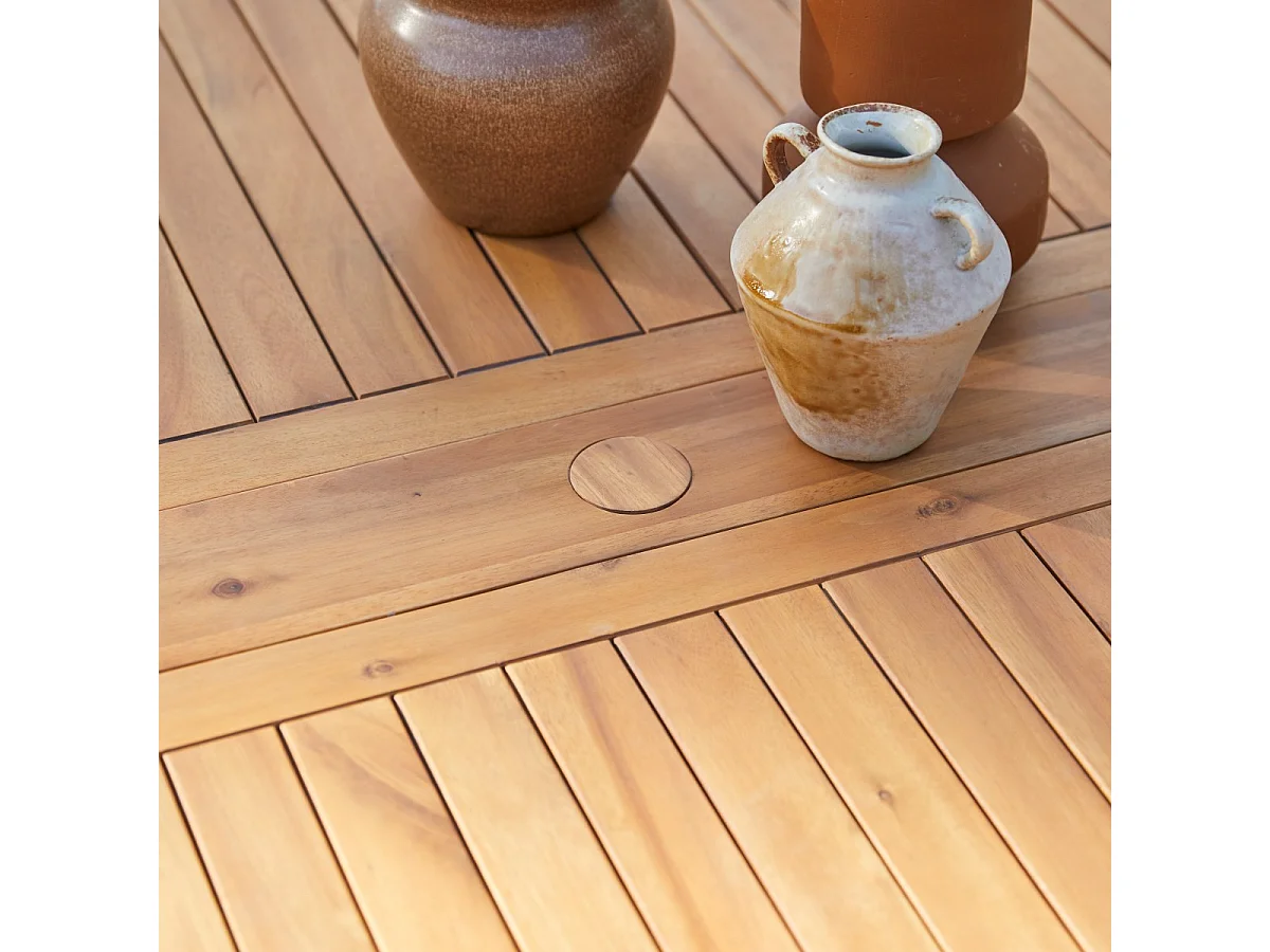 Set di mobili da esterno rettangolare in legno di acacia Capri 12