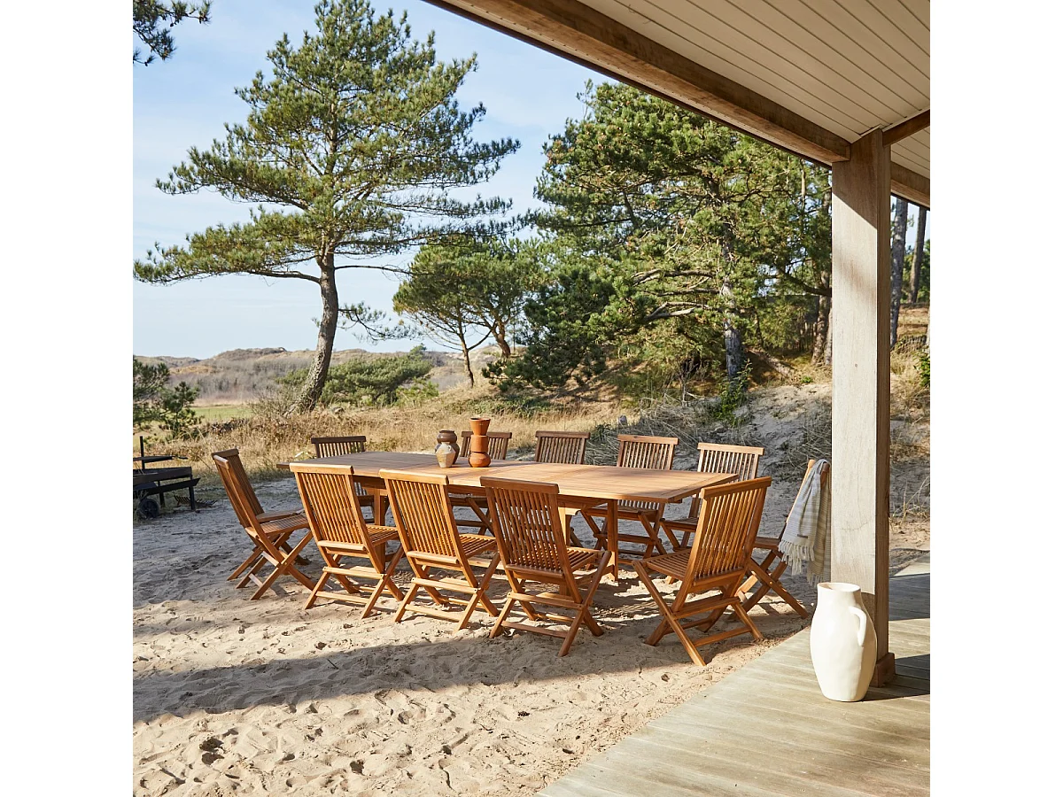 Set di mobili da esterno rettangolare in legno di acacia Capri 12
