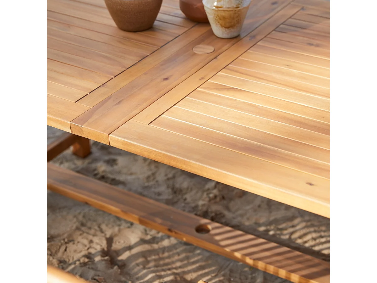 Set di mobili da esterno rettangolare in legno di acacia Capri 12