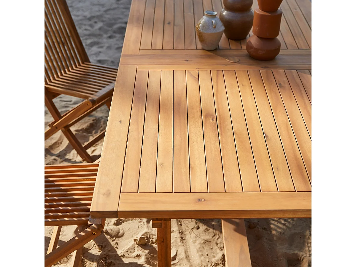 Set di mobili da esterno rettangolare in legno di acacia Capri 12