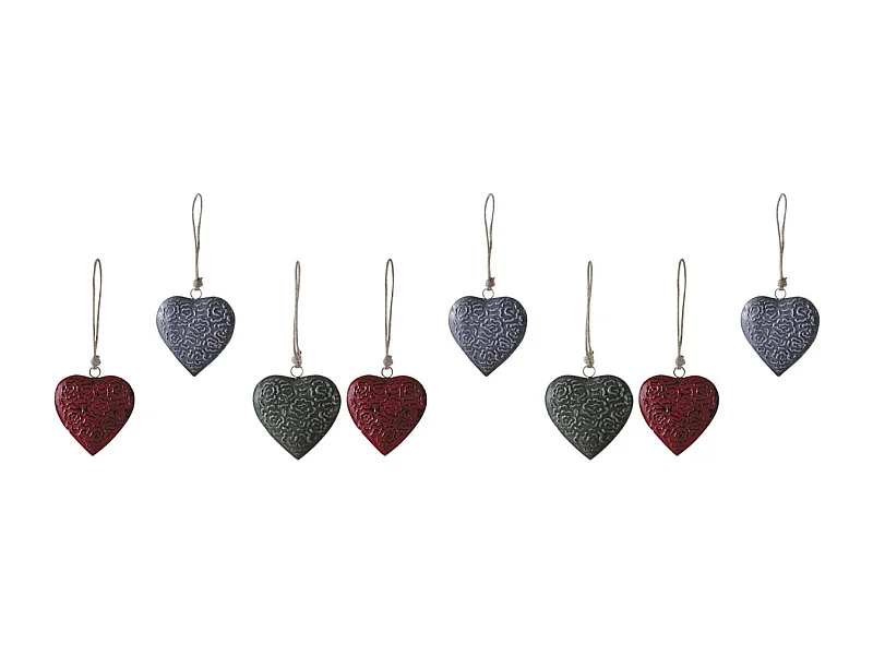 Coeur à suspendre en métal Lot de 8 - taille 2