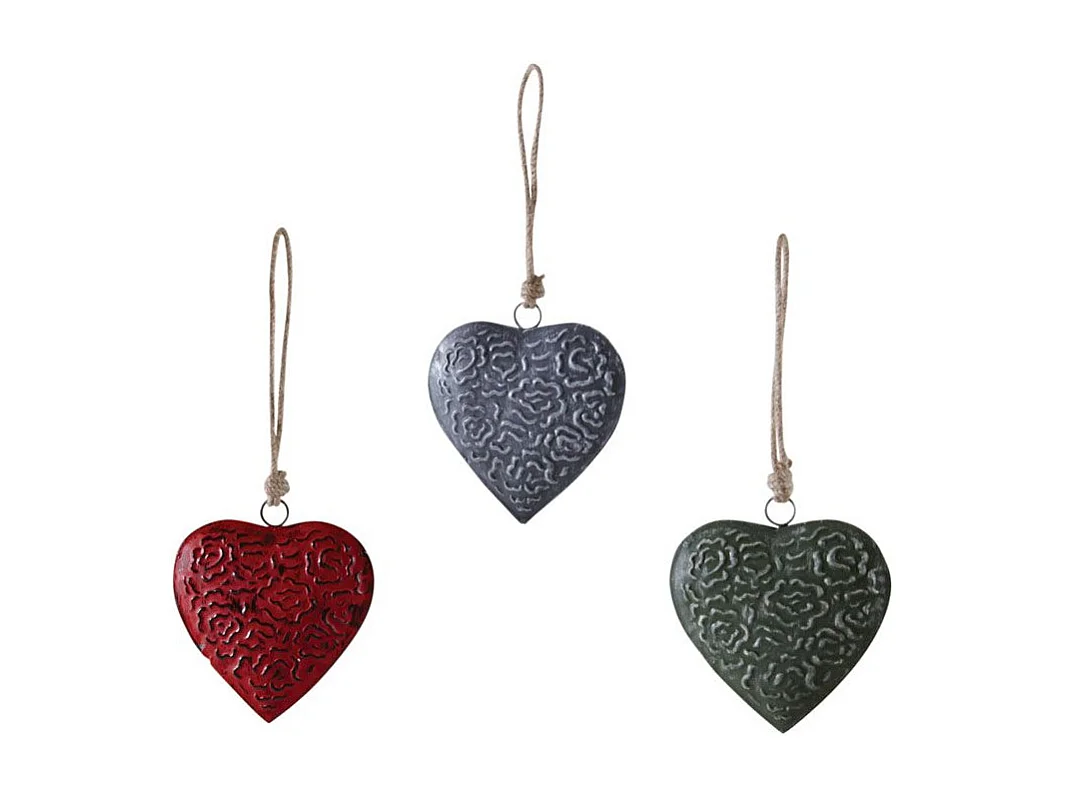 Coeur à suspendre en métal Lot de 8 - taille 2