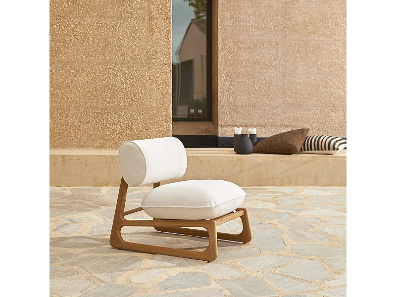 Poltrona da giardino in legno di teak massello e tessuto Julia