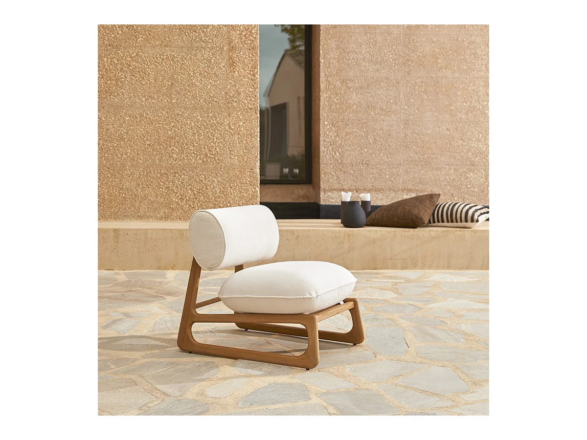 Poltrona da giardino in legno di teak massello e tessuto Julia