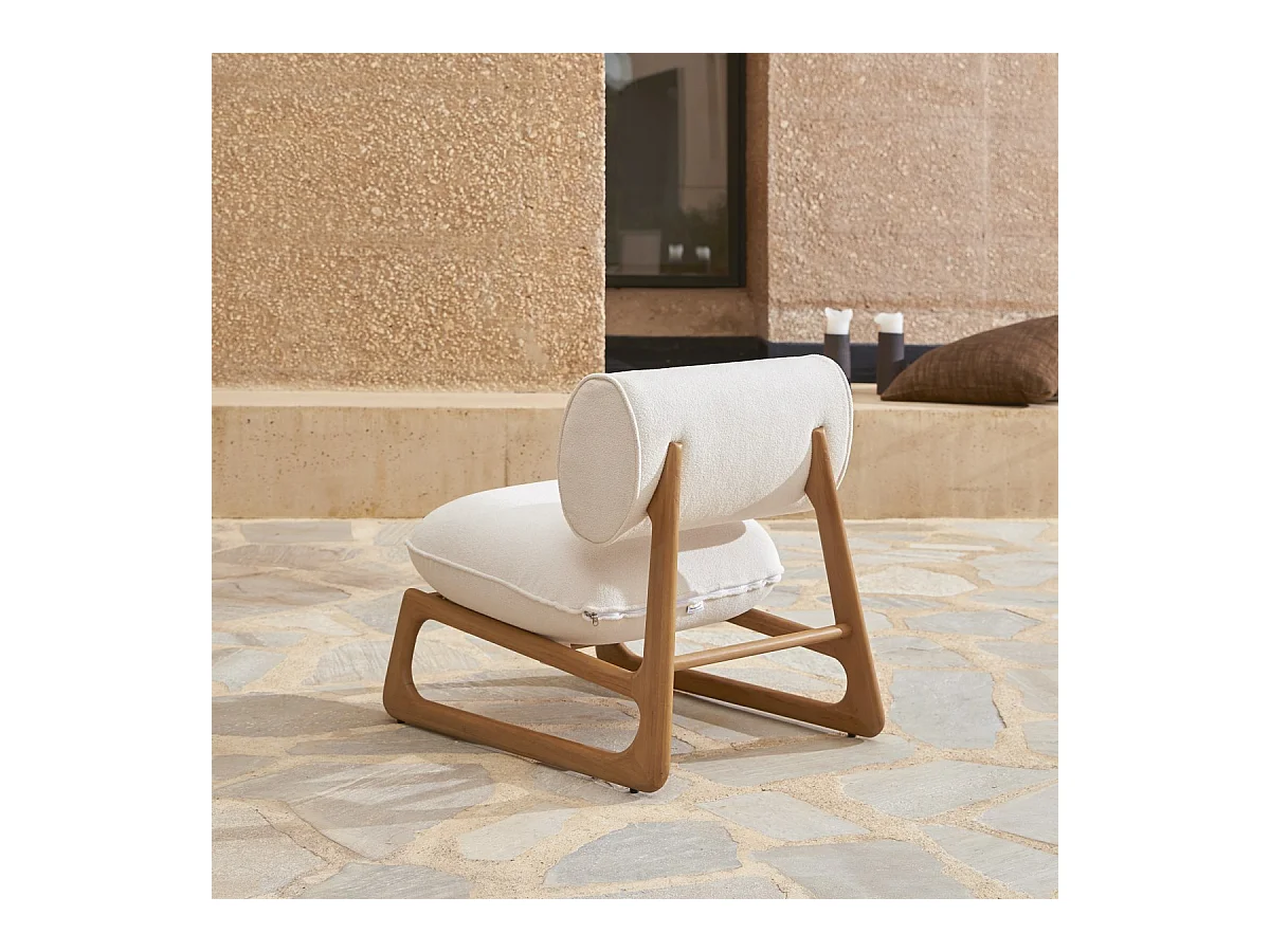 Poltrona da giardino in legno di teak massello e tessuto Julia