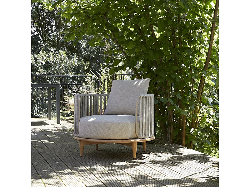 Fauteuil de jardin en bois de teck massif Ezra, 1 place