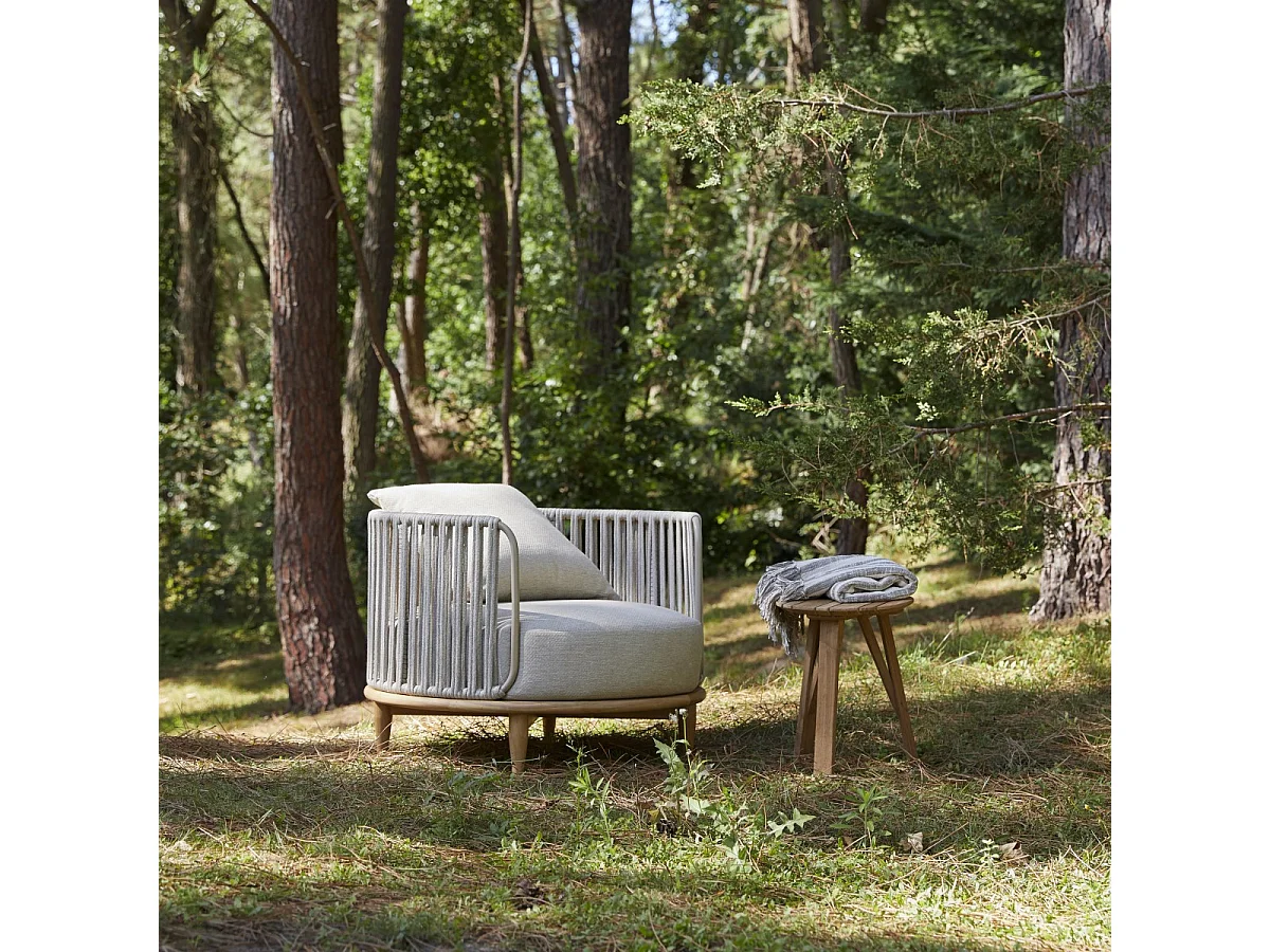 Outdoor-Sessel Ezra aus massivem Teakholz, 1-Sitzer