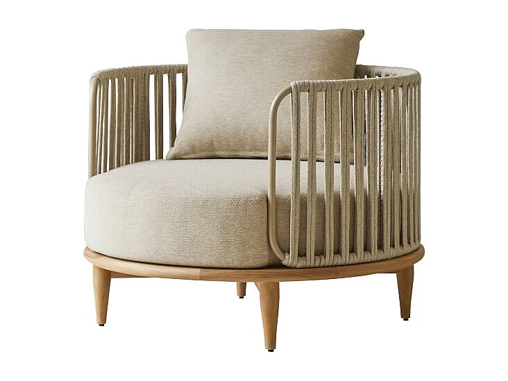 Outdoor-Sessel Ezra aus massivem Teakholz, 1-Sitzer