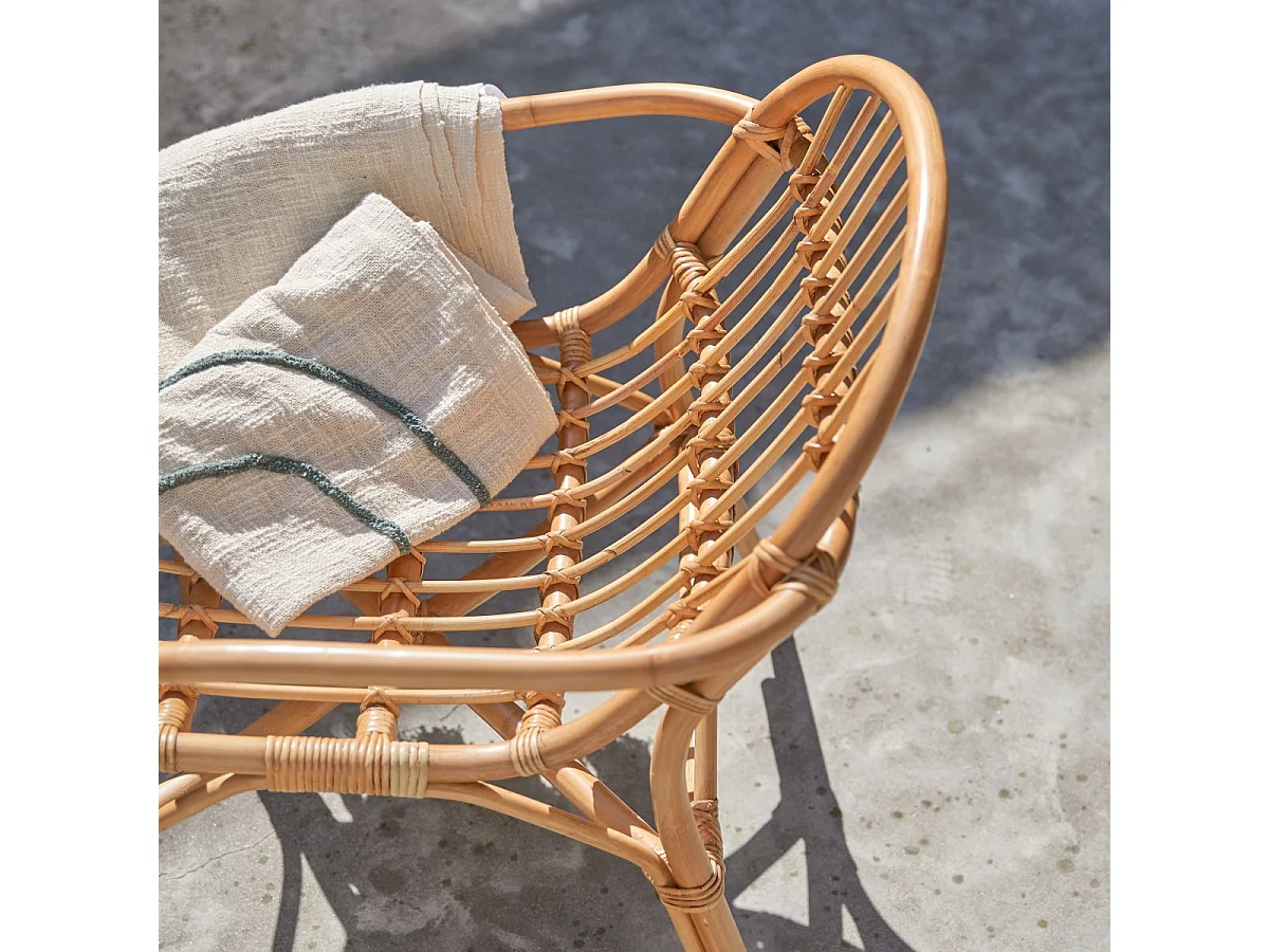 Outdoor Rattanstuhl naturfarben Rattansitz Sessel Tikamoon Stuhl Sessel