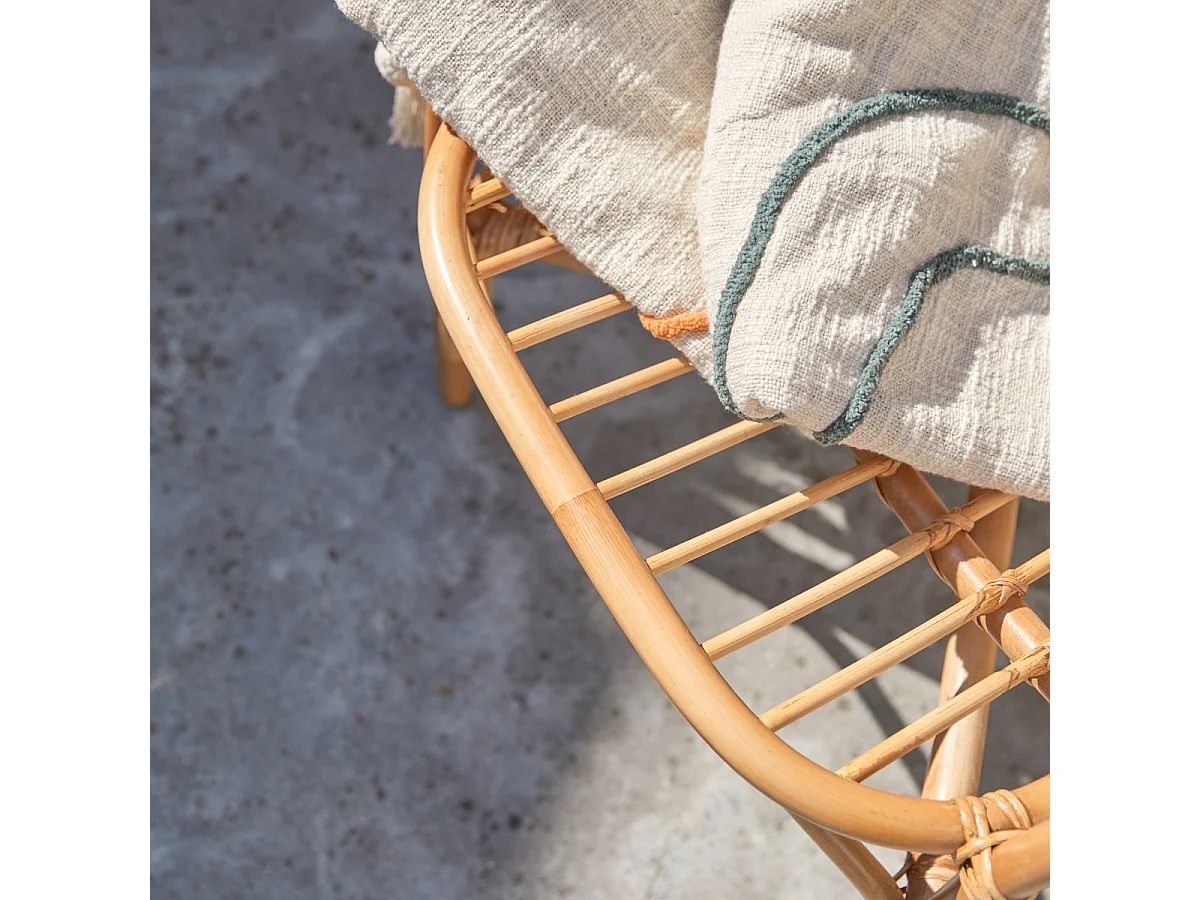 Outdoor Rattanstuhl naturfarben Rattansitz Sessel Tikamoon Stuhl Sessel