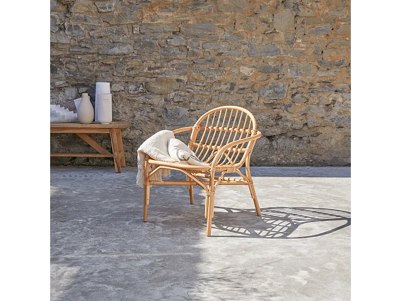 Assise de jardin en tige de rotin Mina naturel
