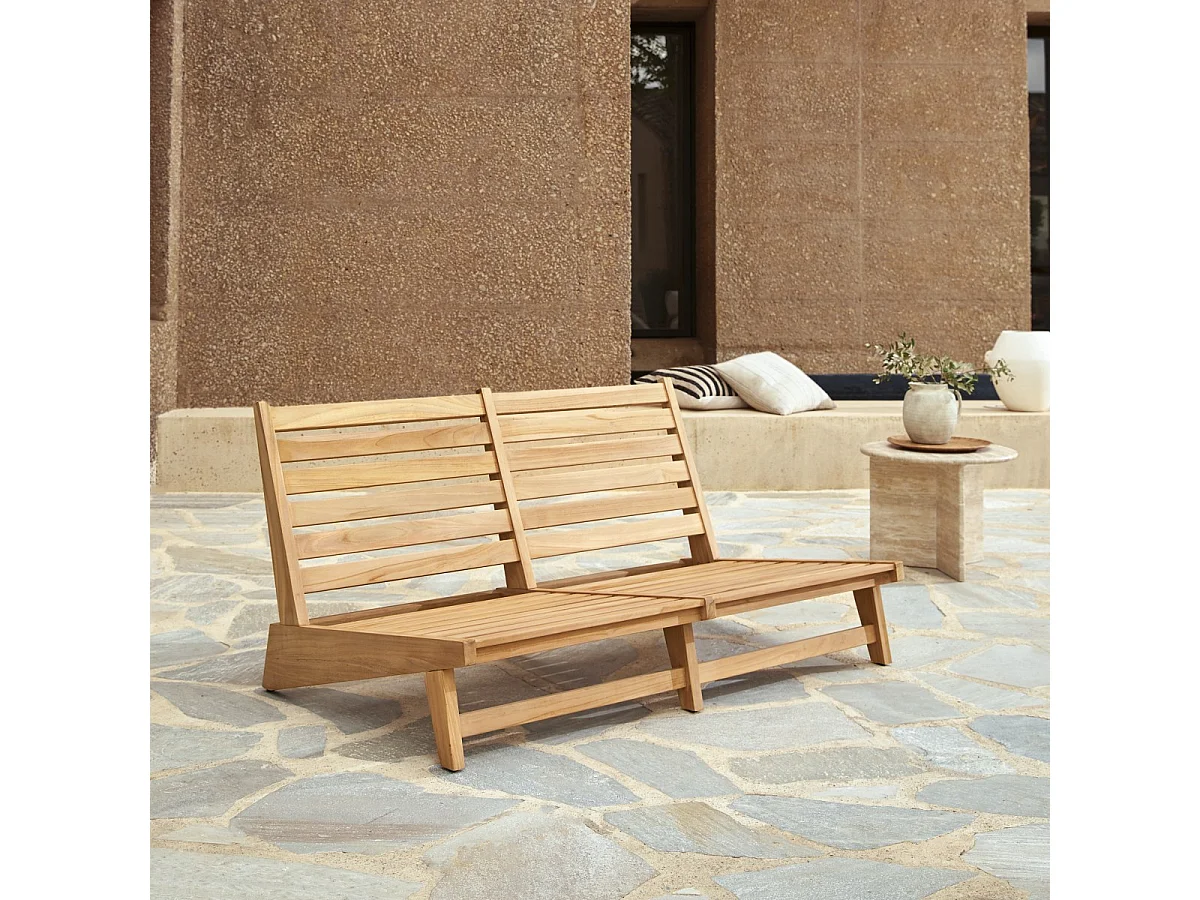 3-Sitzer-Gartenlounge Olia aus Teakholz und Stoff