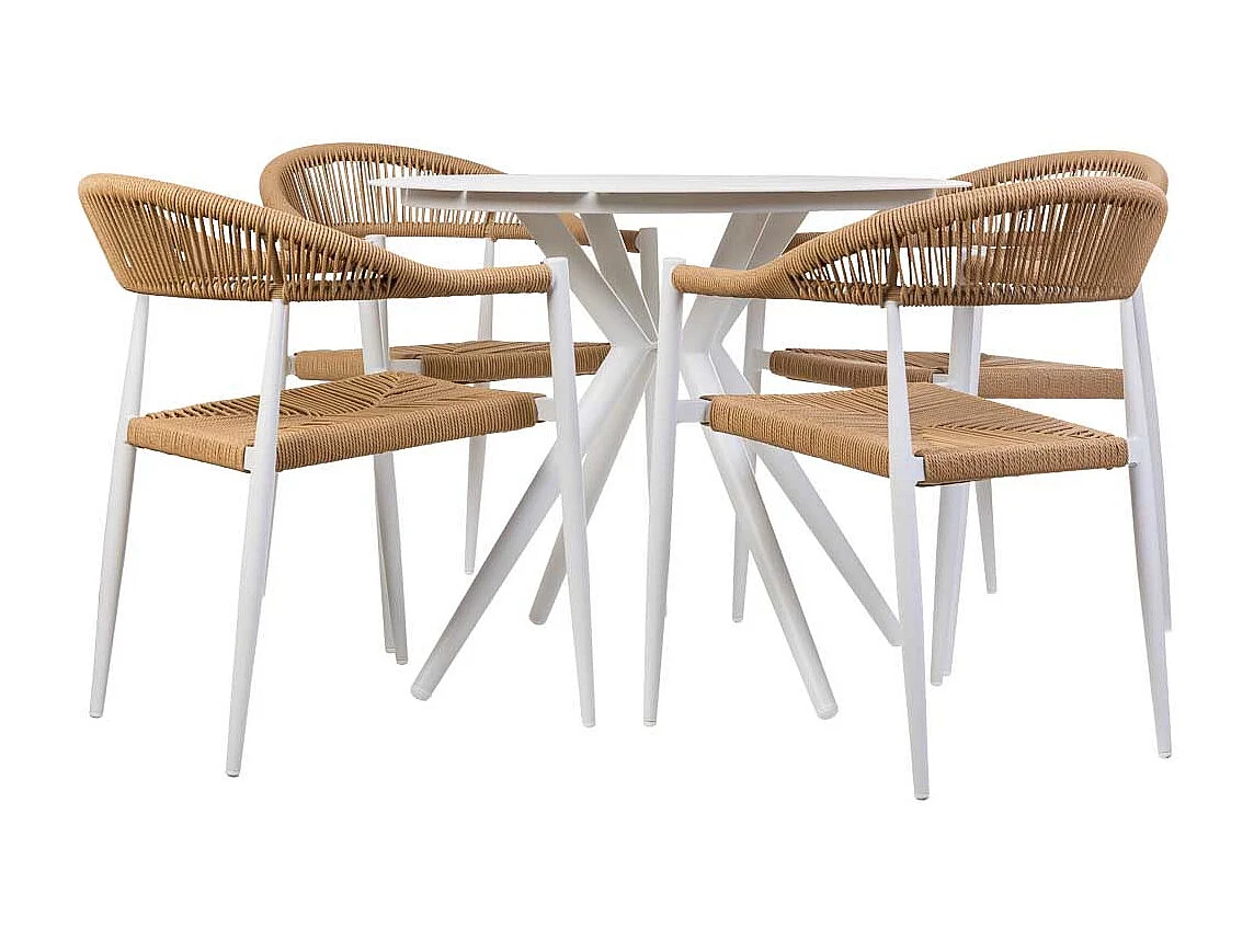 Set tavolo e 4 sedie beige, tavolo: P90x75.sedia(4): 56x60x78
